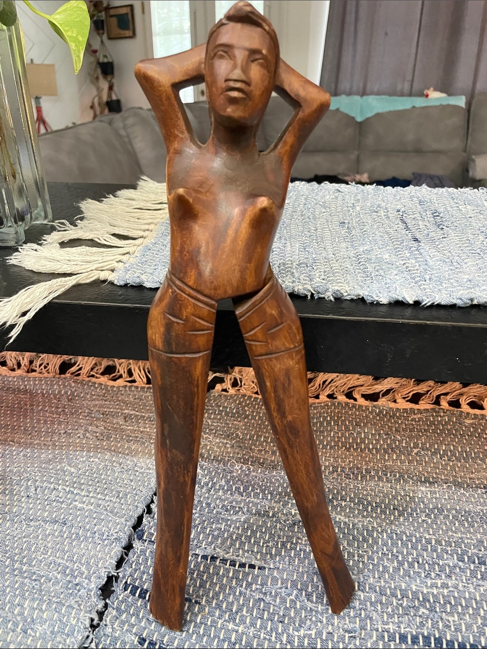 Vintage hand carved woman nut cracker